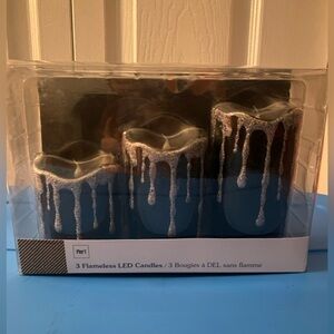 🖤NWT! Pier 1 Imports 3 Flameless Black Halloween LED Candles 🖤